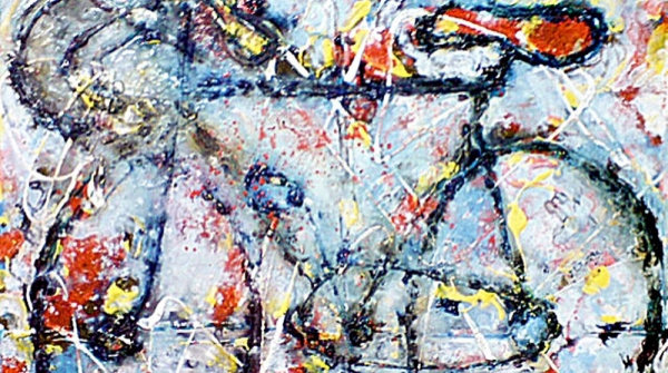BICI PEUGEOT 1974, óleo sobre tela, 38 x 46 cm